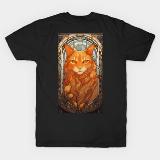 Golden Art Nouveau Cat T-Shirt